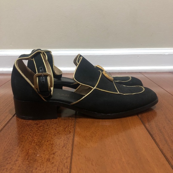 Chanel Runway Ankle Strap Fabric Loafers 38 - Picture 3 of 10